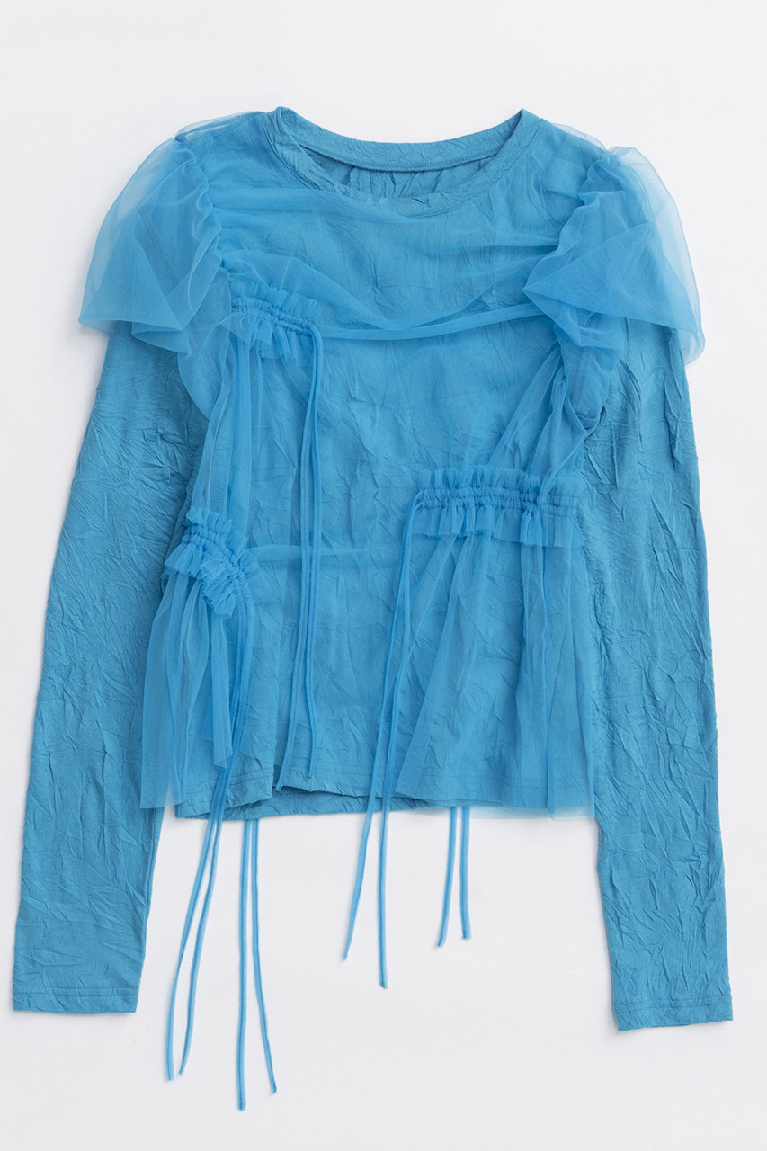 MAISON SPECIAL Shirring Mini Puff Sleeve Tops/シャーリングミニパフスリーブトップス (BLU(ブルー), FREE) メゾンスペシャル ELLE SHOP MAISON SPECIAL Shirring Mini Puff Sleeve Tops/シャーリングミニパフスリーブトップス (BLU(ブルー), FREE) メゾンスペシャル ELLE SHOP