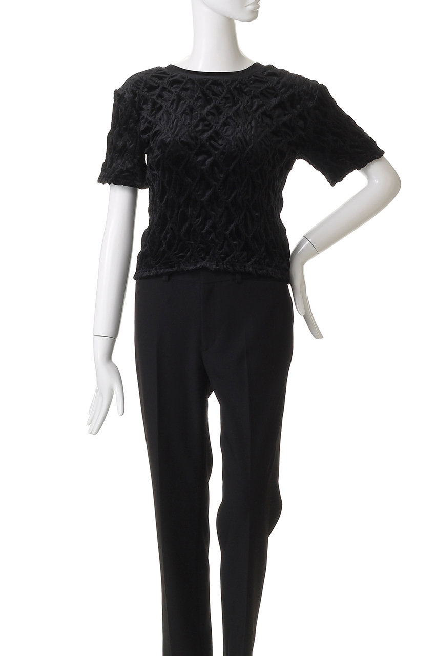 Maison Special ベロアシャーリングトップス　ブラック MAISON SPECIAL(メゾンスペシャル)｜Velor Shirring Tops/ベロア