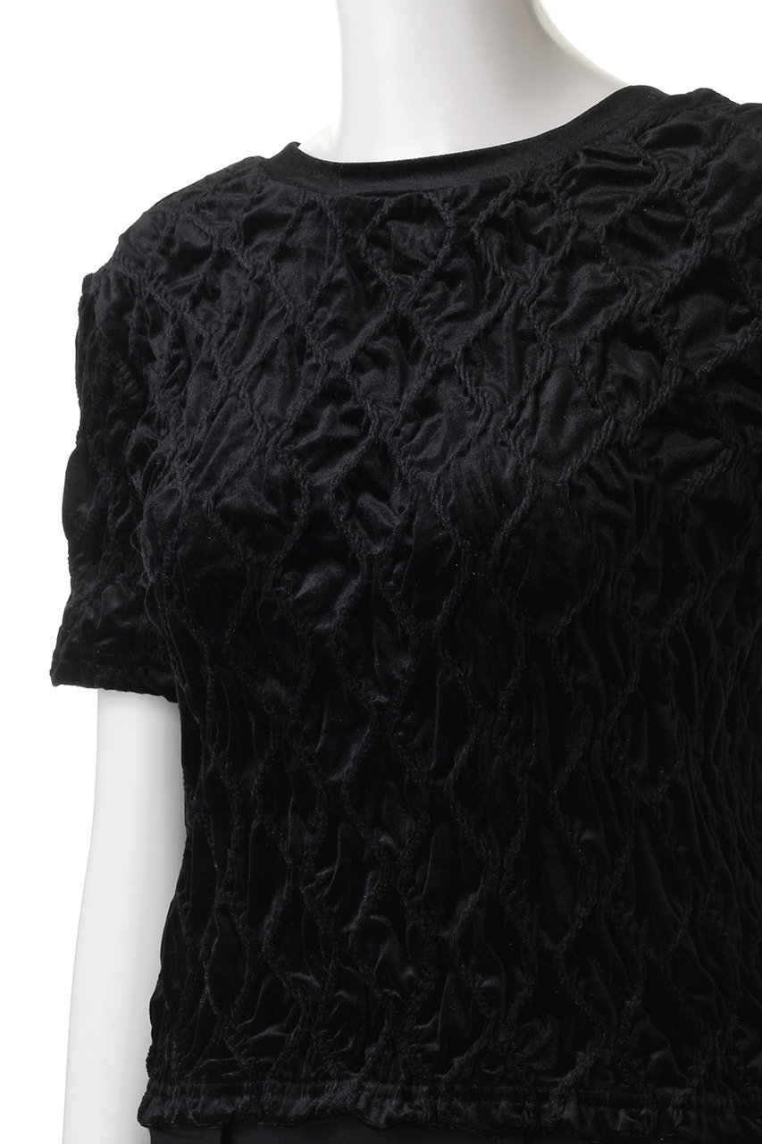 Maison Special ベロアシャーリングトップス　ブラック MAISON SPECIAL(メゾンスペシャル)｜Velor Shirring Tops/ベロア