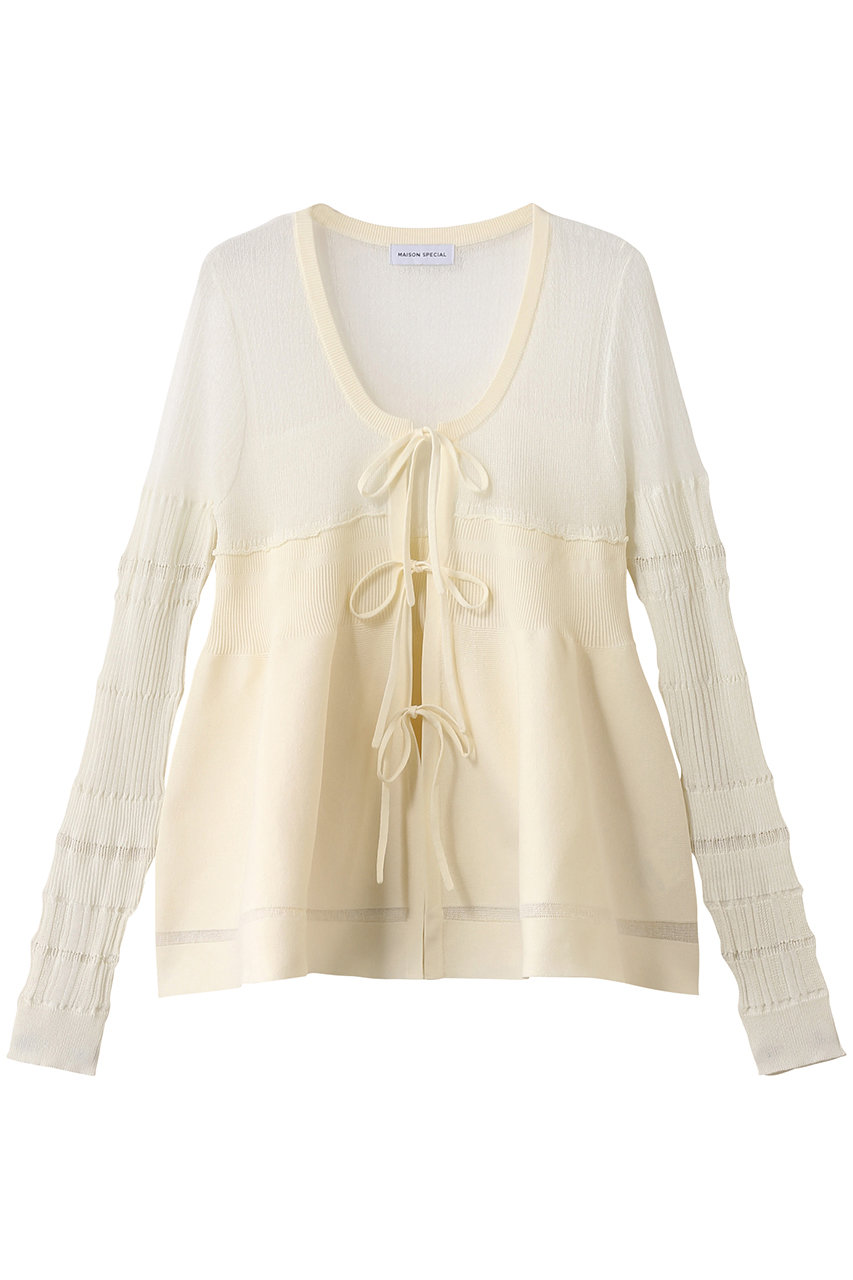 MAISON SPECIAL Sheer Peplum Cardigan/シアーペプラムカーディガン (WHT(ホワイト), FREE) メゾンスペシャル ELLE SHOP MAISON SPECIAL Sheer Peplum Cardigan/シアーペプラムカーディガン (WHT(ホワイト), FREE) メゾンスペシャル ELLE SHOP