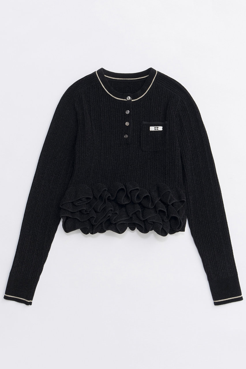 MAISON SPECIAL Ruffled Hem Chenille Knit Tops/ラッフルヘムモールニットトップス (BLK(ブラック), FREE) メゾンスペシャル ELLE SHOP MAISON SPECIAL Ruffled Hem Chenille Knit Tops/ラッフルヘムモールニットトップス (BLK(ブラック), FREE) メゾンスペシャル ELLE SHOP