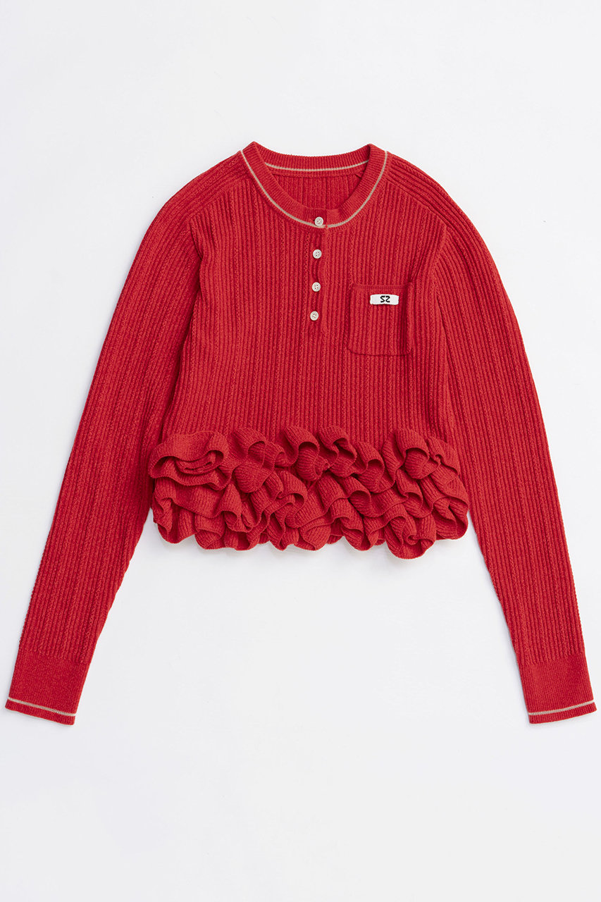 MAISON SPECIAL Ruffled Hem Chenille Knit Tops/ラッフルヘムモールニットトップス (RED(レッド), FREE) メゾンスペシャル ELLE SHOP MAISON SPECIAL Ruffled Hem Chenille Knit Tops/ラッフルヘムモールニットトップス (RED(レッド), FREE) メゾンスペシャル ELLE SHOP