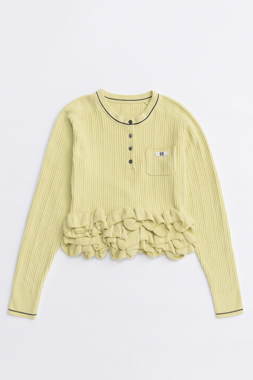 MAISON SPECIAL Ruffled Hem Chenille Knit Tops/ラッフルヘムモールニットトップス (YEL(イエロー), FREE) メゾンスペシャル ELLE SHOP MAISON SPECIAL Ruffled Hem Chenille Knit Tops/ラッフルヘムモールニットトップス (YEL(イエロー), FREE) メゾンスペシャル ELLE SHOP