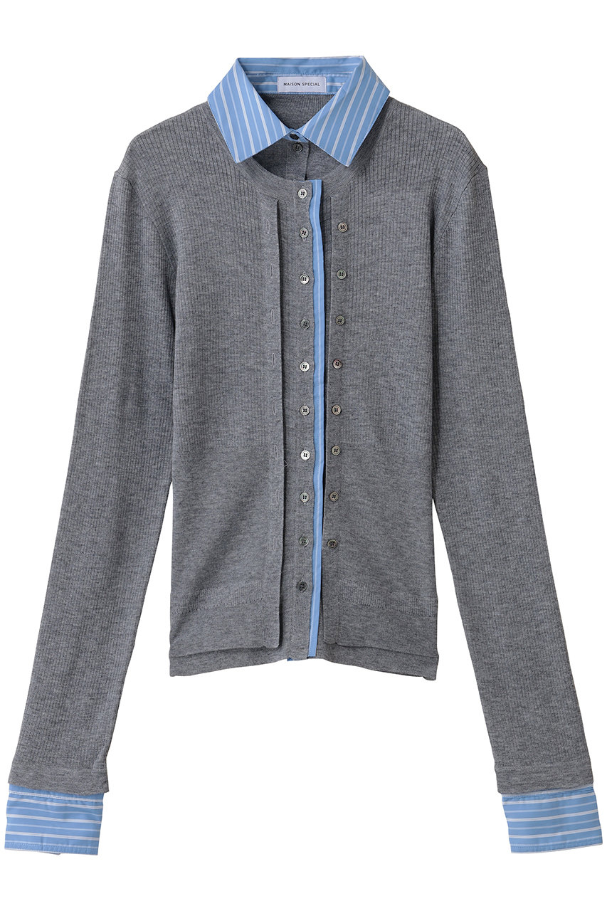 MAISON SPECIAL 2way Shirt Knit Docking Tops/2WAYシャツニット (GRY(グレー), FREE) メゾンスペシャル ELLE SHOP MAISON SPECIAL 2way Shirt Knit Docking Tops/2WAYシャツニット (GRY(グレー), FREE) メゾンスペシャル ELLE SHOP