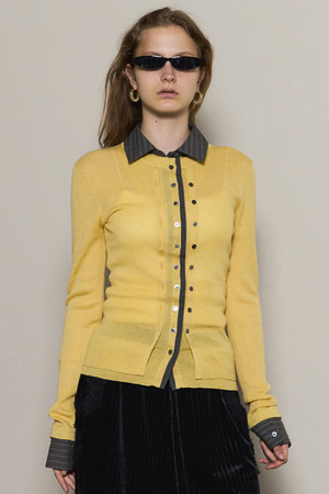 メゾンスペシャル/MAISON SPECIALの2way Shirt Knit Docking Tops/2WAYシャツニット(110300/110301)