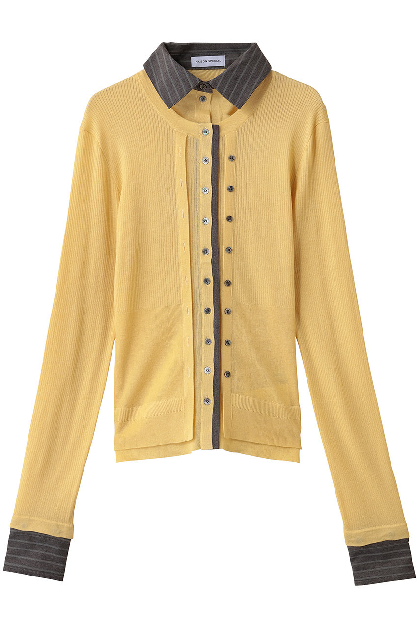 MAISON SPECIAL 2way Shirt Knit Docking Tops/2WAYシャツニット (YEL(イエロー), FREE) メゾンスペシャル ELLE SHOP MAISON SPECIAL 2way Shirt Knit Docking Tops/2WAYシャツニット (YEL(イエロー), FREE) メゾンスペシャル ELLE SHOP