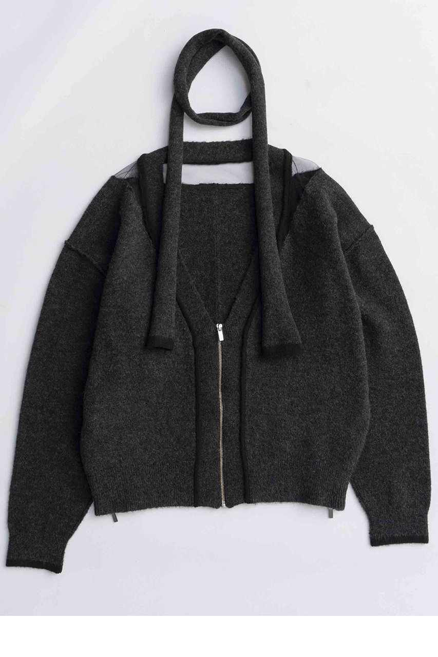 MAISON SPECIAL With Stall Tulle Slit Cardigan/ストール付キチュールスリットカーディガン (GRY(グレー), FREE) メゾンスペシャル ELLE SHOP MAISON SPECIAL With Stall Tulle Slit Cardigan/ストール付キチュールスリットカーディガン (GRY(グレー), FREE) メゾンスペシャル ELLE SHOP