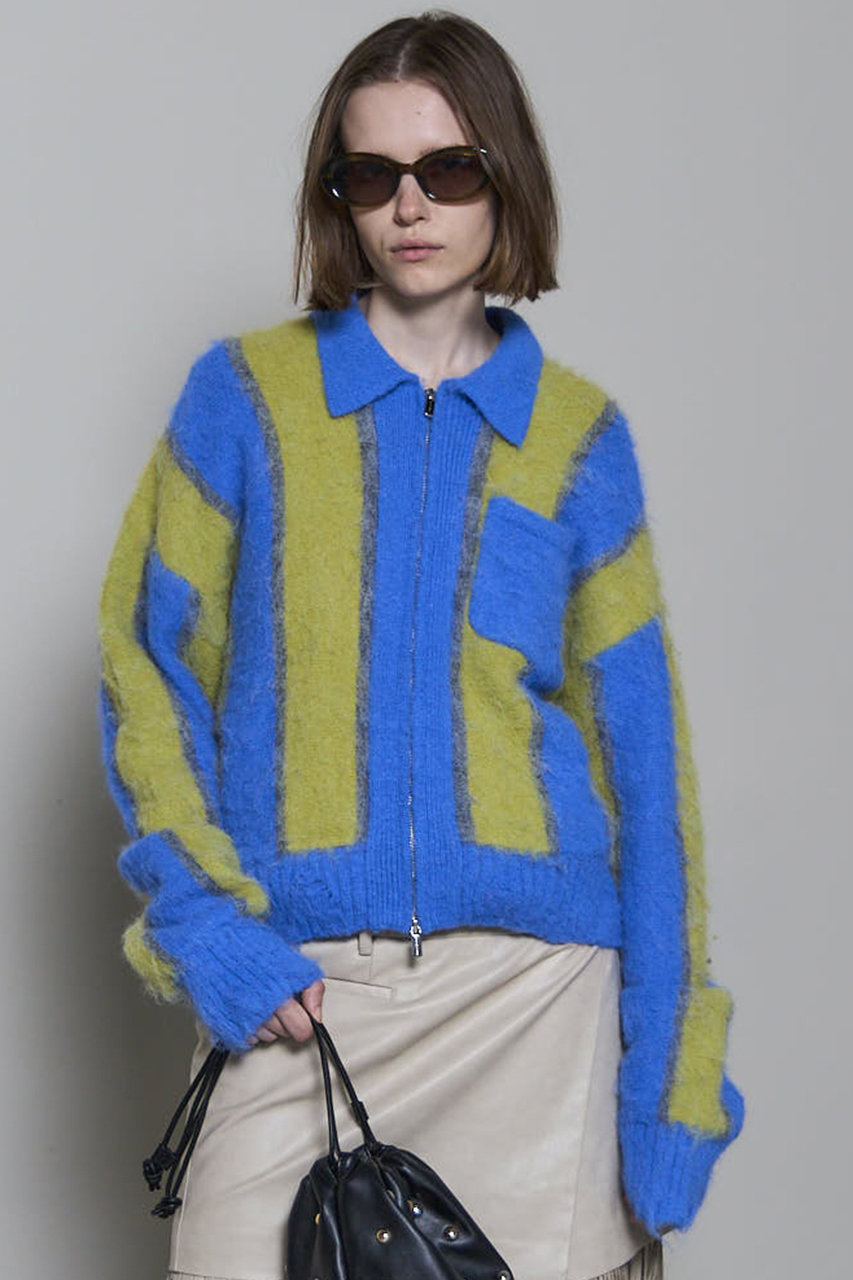 MAISON SPECIAL(メゾンスペシャル)｜Soutien Collar Stripe Zip Knit