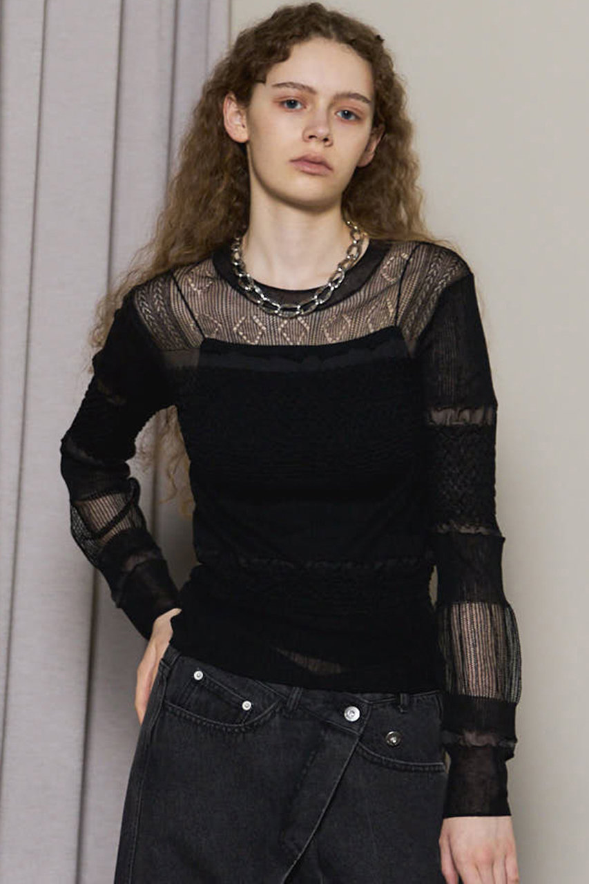 MAISON SPECIAL(メゾンスペシャル)｜Sheer Smocked Knit Pullover