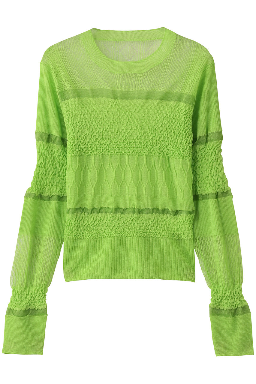 MAISON SPECIAL Sheer Smocked Knit Pullover/シアースモッキングニット (GRN(グリーン), FREE) メゾンスペシャル ELLE SHOP MAISON SPECIAL Sheer Smocked Knit Pullover/シアースモッキングニット (GRN(グリーン), FREE) メゾンスペシャル ELLE SHOP