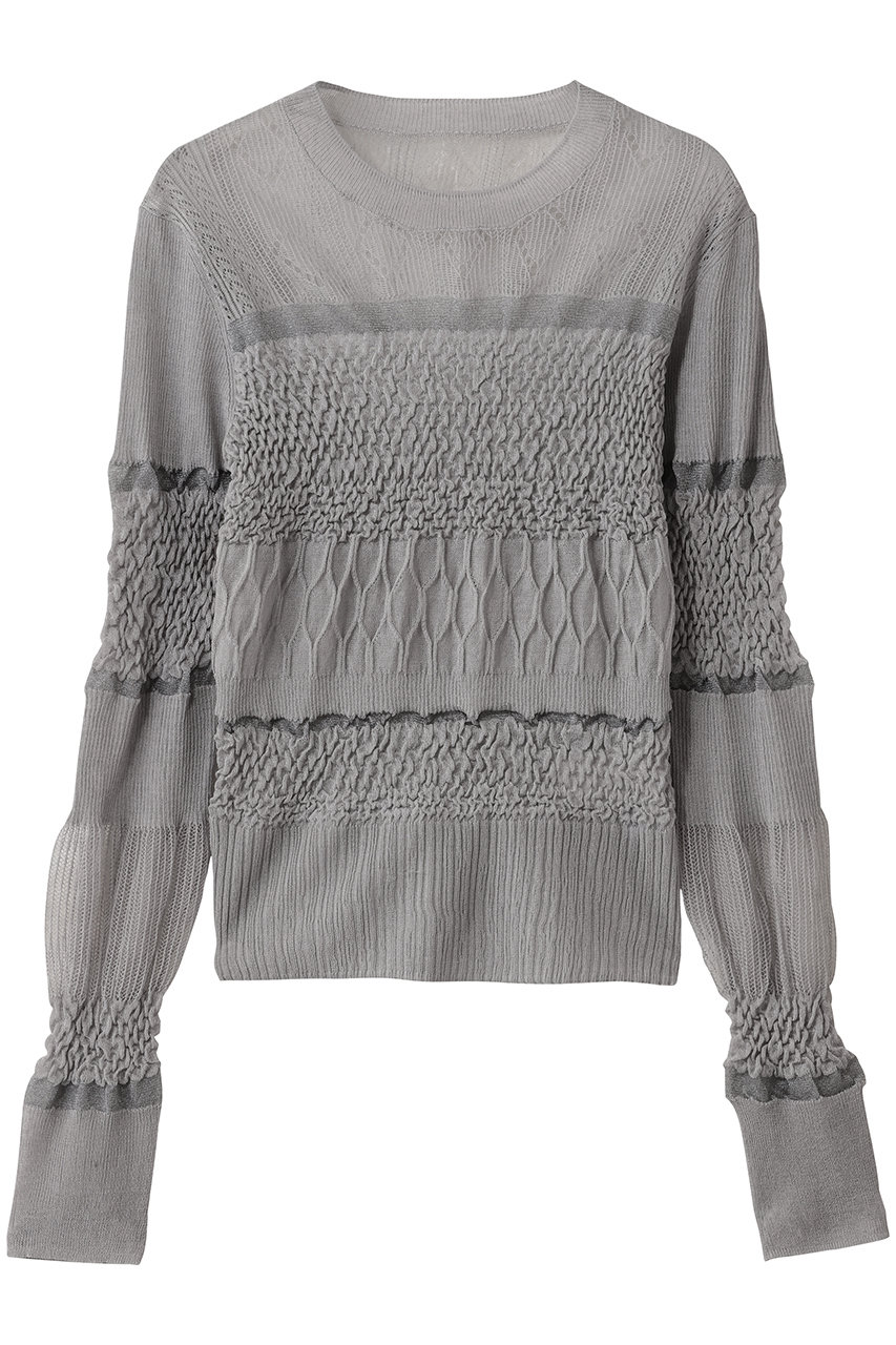 MAISON SPECIAL Sheer Smocked Knit Pullover/シアースモッキングニット (GRY(グレー), FREE) メゾンスペシャル ELLE SHOP MAISON SPECIAL Sheer Smocked Knit Pullover/シアースモッキングニット (GRY(グレー), FREE) メゾンスペシャル ELLE SHOP
