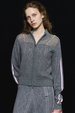 メゾンスペシャル/MAISON SPECIALのOpenwork Knit Track Jacket/透かし編みニットトラックジャケット(110300/110301)