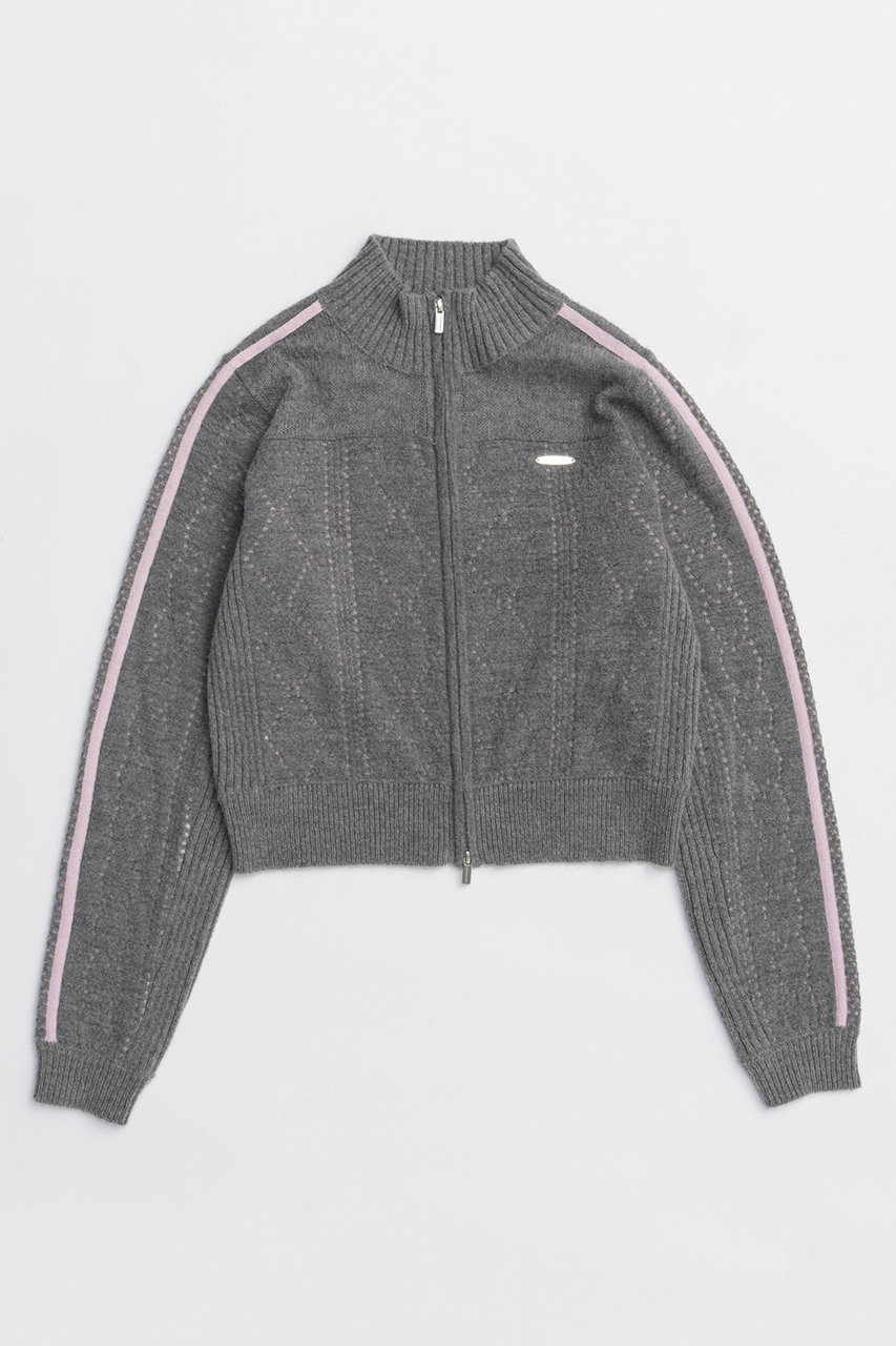 MAISON SPECIAL Openwork Knit Track Jacket/透かし編みニットトラックジャケット (GRY(グレー), FREE) メゾンスペシャル ELLE SHOP MAISON SPECIAL Openwork Knit Track Jacket/透かし編みニットトラックジャケット (GRY(グレー), FREE) メゾンスペシャル ELLE SHOP