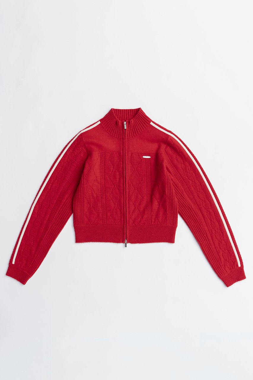 MAISON SPECIAL Openwork Knit Track Jacket/透かし編みニットトラックジャケット (RED(レッド), FREE) メゾンスペシャル ELLE SHOP MAISON SPECIAL Openwork Knit Track Jacket/透かし編みニットトラックジャケット (RED(レッド), FREE) メゾンスペシャル ELLE SHOP