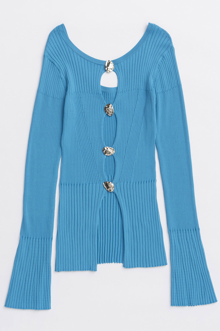 MAISON SPECIAL Button Slit 2way Knit Tops/ボタンスリット2WAYニット (BLU(ブルー), FREE) メゾンスペシャル ELLE SHOP MAISON SPECIAL Button Slit 2way Knit Tops/ボタンスリット2WAYニット (BLU(ブルー), FREE) メゾンスペシャル ELLE SHOP
