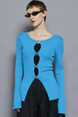 Button Slit 2way  Knit Tops/ボタンスリット2WAYニット
