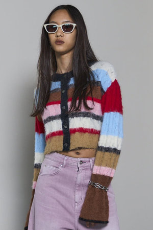 メゾンスペシャル/MAISON SPECIALの2way Neck Multi Border Knit Tops/2WAYネックマルチボーダーニットトップス(110300/110301)