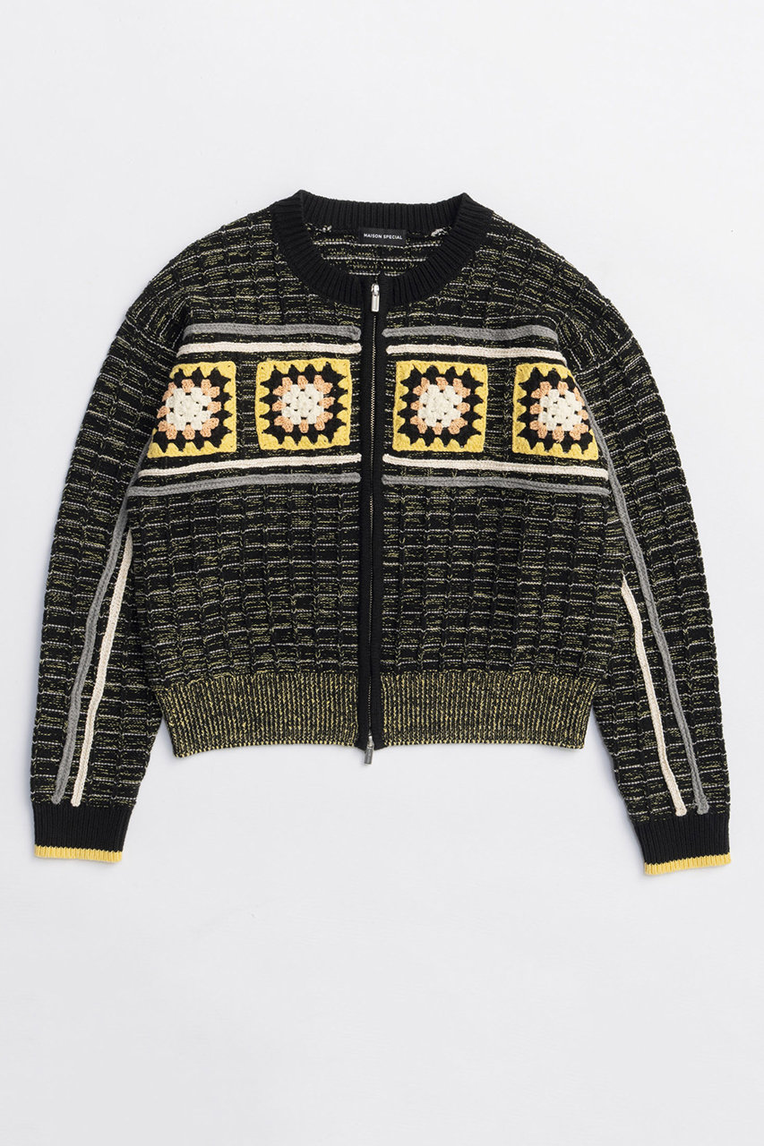 MAISON SPECIAL Crochet Motif Zip Knit Cardigan/クロシェモチーフジップニットカーデ (BLK(ブラック), FREE) メゾンスペシャル ELLE SHOP MAISON SPECIAL Crochet Motif Zip Knit Cardigan/クロシェモチーフジップニットカーデ (BLK(ブラック), FREE) メゾンスペシャル ELLE SHOP