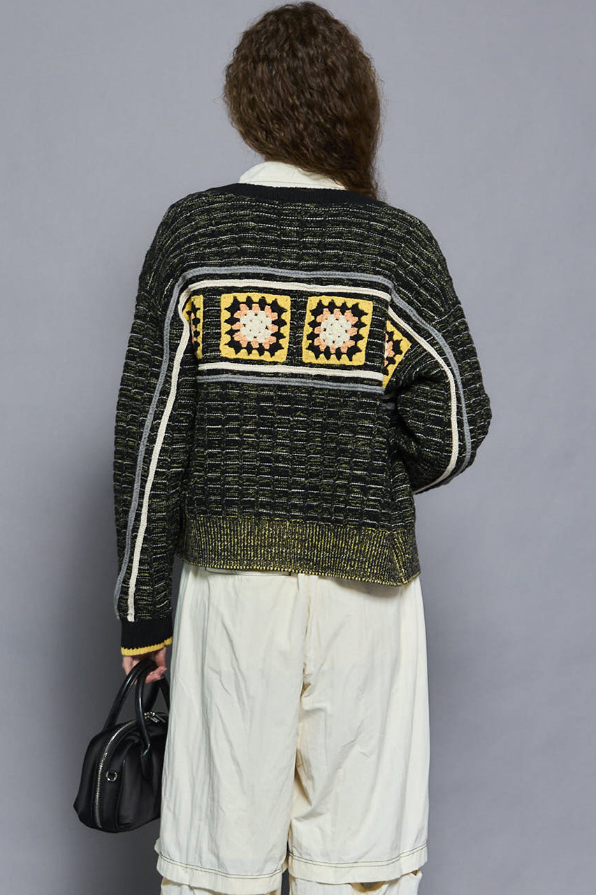 MAISON SPECIAL(メゾンスペシャル)｜Crochet Motif Zip Knit Cardigan