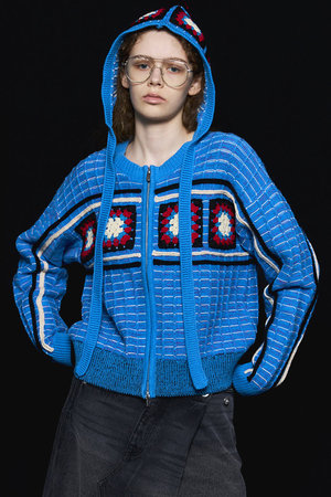 メゾンスペシャル/MAISON SPECIALのCrochet Motif Zip Knit Cardigan/クロシェモチーフジップニットカーデ(110300/110303)