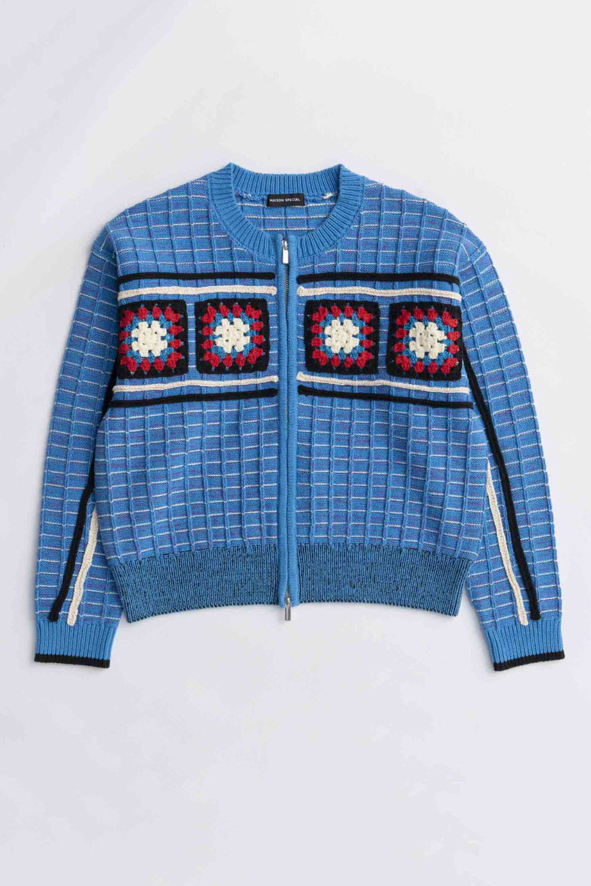 MAISON SPECIAL Crochet Motif Zip Knit Cardigan/クロシェモチーフジップニットカーデ (BLU(ブルー), FREE) メゾンスペシャル ELLE SHOP MAISON SPECIAL Crochet Motif Zip Knit Cardigan/クロシェモチーフジップニットカーデ (BLU(ブルー), FREE) メゾンスペシャル ELLE SHOP