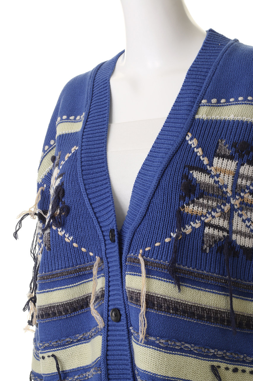 ハンドメンド　カーディガン　モチーフ MAISON SPECIAL(メゾンスペシャル)｜Argyle Motif Hand Stitch Knit