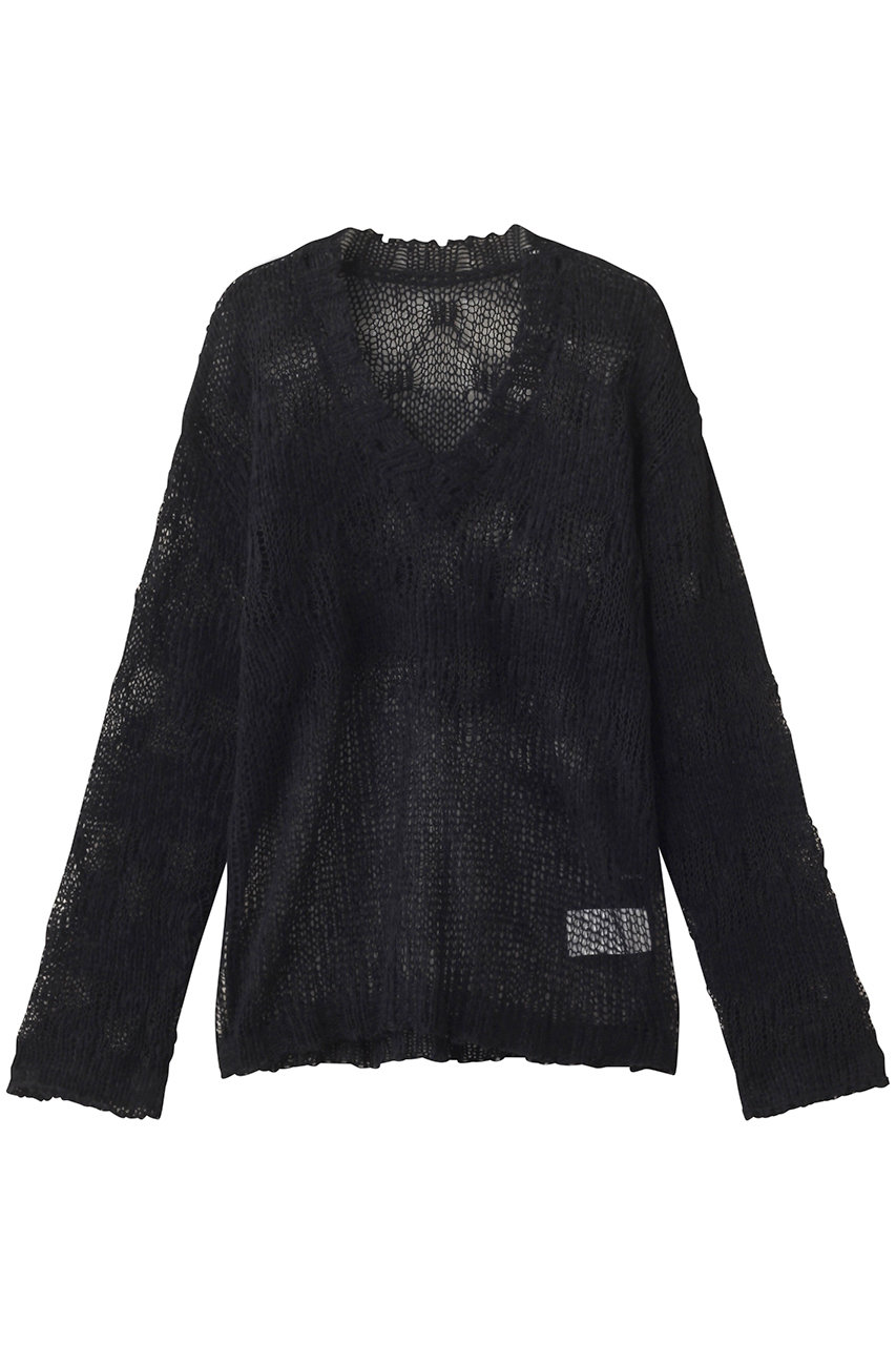 メゾンスペシャル/MAISON SPECIALのV-neck Low Gauge Pullover Knit/Vネックローゲージプルオーバーニット(BLK(ブラック)/21252365701)