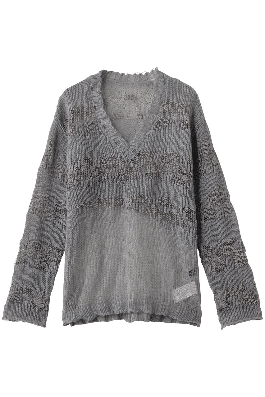 メゾンスペシャル/MAISON SPECIALのV-neck Low Gauge Pullover Knit/Vネックローゲージプルオーバーニット(GRY(グレー)/21252365701)
