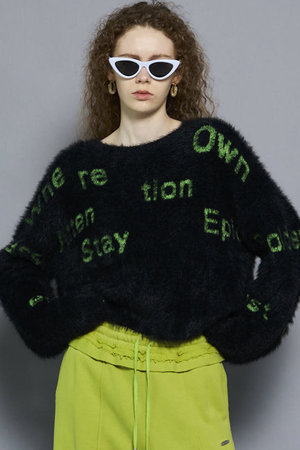 メゾンスペシャル/MAISON SPECIALのShaggy Logo Knit Tops/シャギーロゴニット(110300/110301)