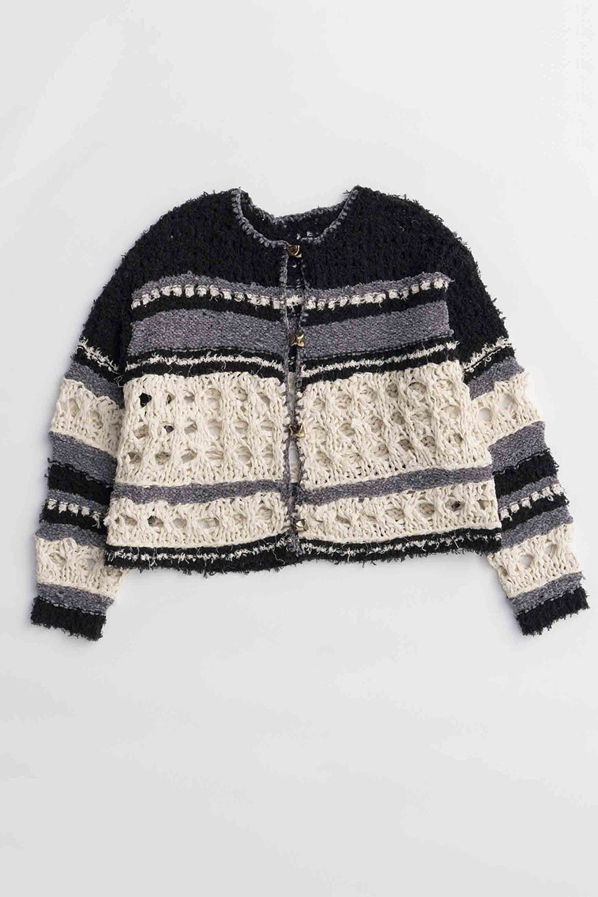 MAISON SPECIAL Hand-knitted Cardigan/ハンドカーディガン (BLK(ブラック), FREE) メゾンスペシャル ELLE SHOP MAISON SPECIAL Hand-knitted Cardigan/ハンドカーディガン (BLK(ブラック), FREE) メゾンスペシャル ELLE SHOP