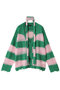Scarf Combination Striped Cardigan/マフラーコンビボーダーカーディガン メゾンスペシャル/MAISON SPECIAL GRN(グリーン)