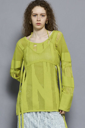 メゾンスペシャル/MAISON SPECIALのRandom Mesh Knit Tops/ランダムメッシュ編みニット(110300/110301)
