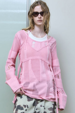 メゾンスペシャル/MAISON SPECIALのRandom Mesh Knit Tops/ランダムメッシュ編みニット(110300/110301)