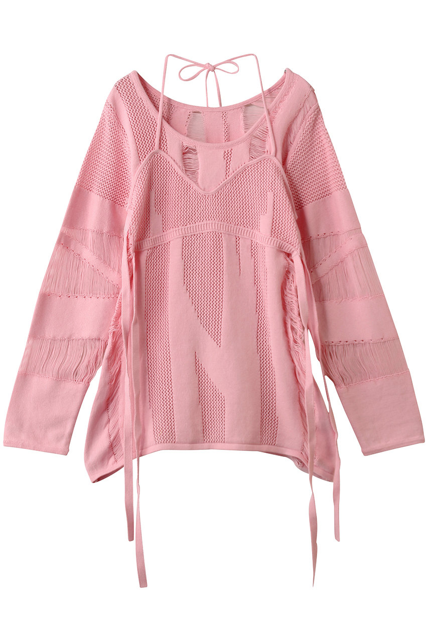 MAISON SPECIAL Random Mesh Knit Tops/ランダムメッシュ編みニット (PNK(ピンク), FREE) メゾンスペシャル ELLE SHOP MAISON SPECIAL Random Mesh Knit Tops/ランダムメッシュ編みニット (PNK(ピンク), FREE) メゾンスペシャル ELLE SHOP