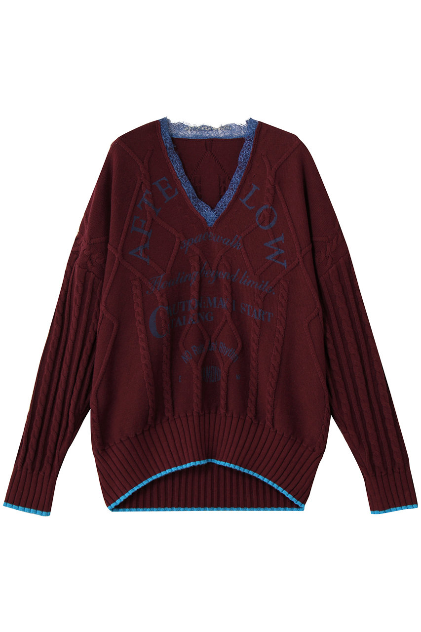 MAISON SPECIAL Printed Knit Tops/プリントニットトップス (BRD(ボルドー), FREE) メゾンスペシャル ELLE SHOP MAISON SPECIAL Printed Knit Tops/プリントニットトップス (BRD(ボルドー), FREE) メゾンスペシャル ELLE SHOP