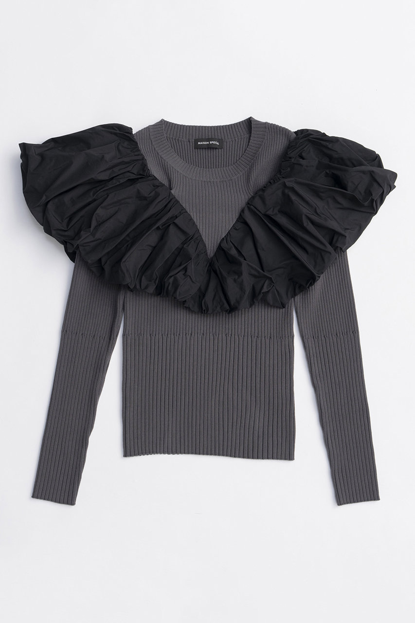 MAISON SPECIAL Puff Sleeve Docking Tops/パフドッキングトップス (C.GRY(チャコールグレー), FREE) メゾンスペシャル ELLE SHOP MAISON SPECIAL Puff Sleeve Docking Tops/パフドッキングトップス (C.GRY(チャコールグレー), FREE) メゾンスペシャル ELLE SHOP