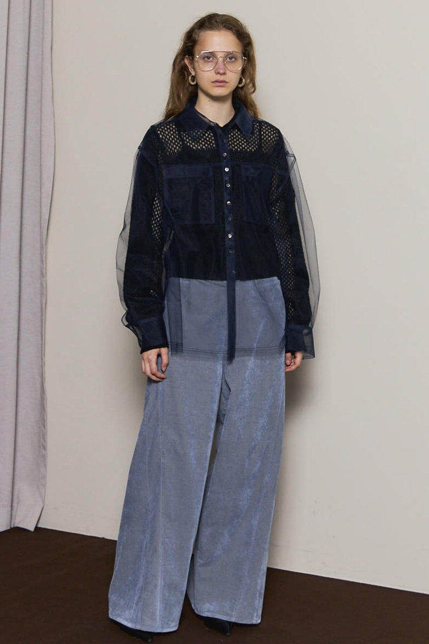 MAISON SPECIAL(メゾンスペシャル)｜Tulle Shirt Layered Polo Knit
