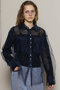 Tulle Shirt Layered Polo Knit Cardigan/チュールシャツレイヤードポロニットカーディガン メゾンスペシャル/MAISON SPECIAL