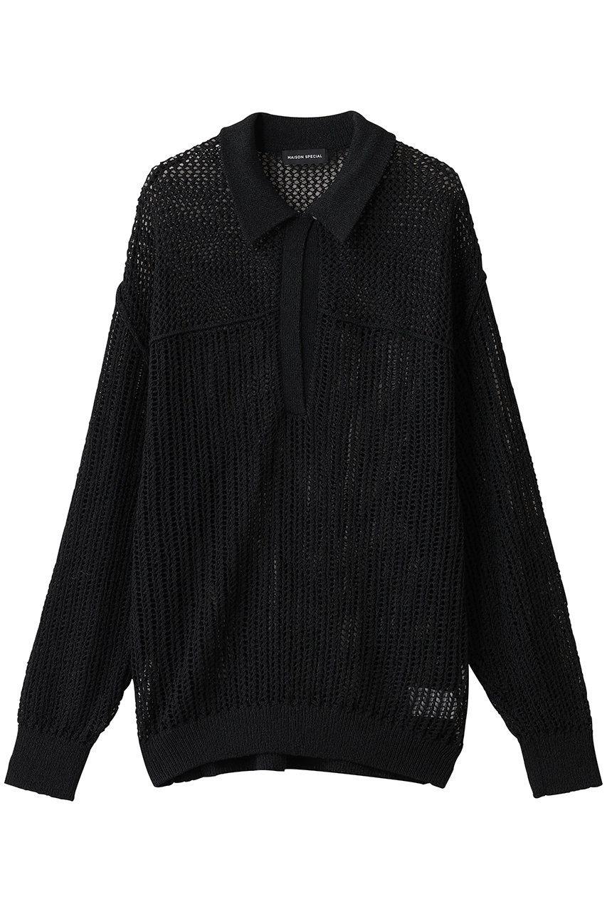 MAISON SPECIAL Boucle Mesh Knit Pullover/ブークレーメッシュニット (BLK(ブラック), FREE) メゾンスペシャル ELLE SHOP MAISON SPECIAL Boucle Mesh Knit Pullover/ブークレーメッシュニット (BLK(ブラック), FREE) メゾンスペシャル ELLE SHOP
