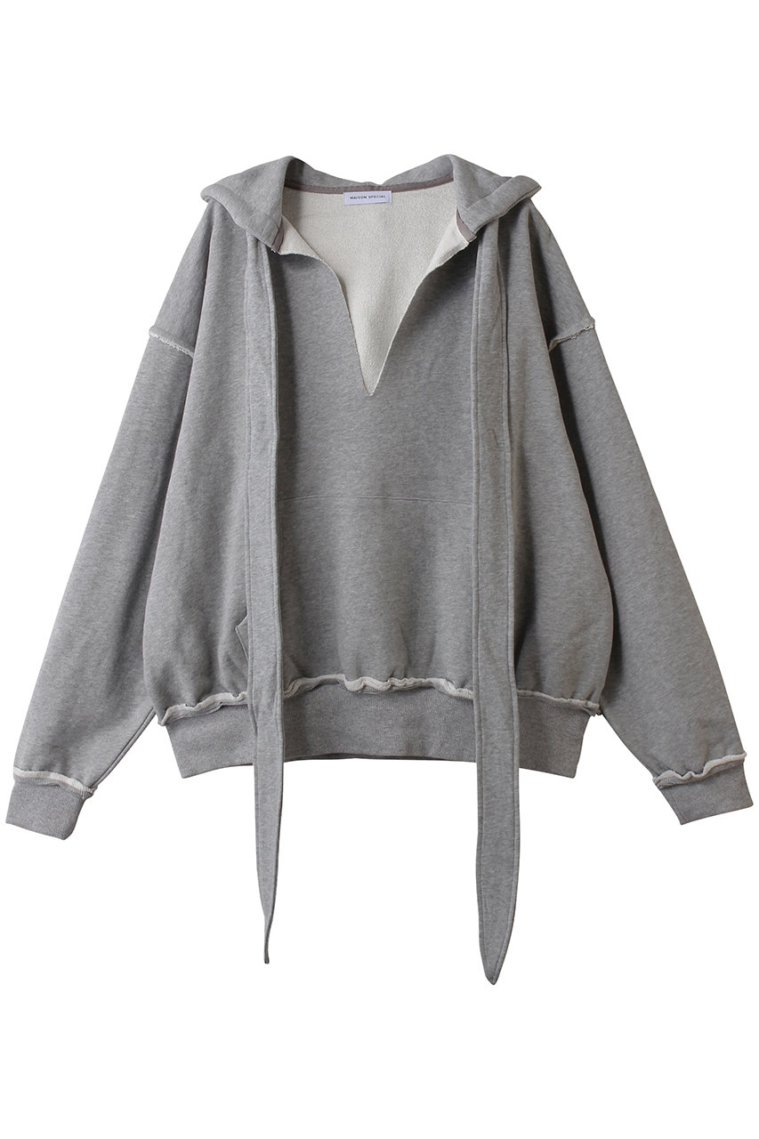 メゾンスペシャル/MAISON SPECIALのSlit Ribbon Hoodie/スリットリボンフーディ(GRY(グレー)/21252415201)