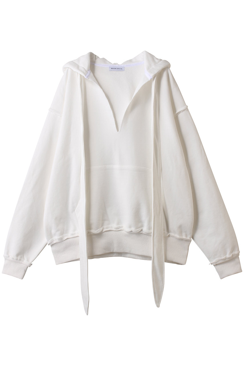 メゾンスペシャル/MAISON SPECIALのSlit Ribbon Hoodie/スリットリボンフーディ(WHT(ホワイト)/21252415201)