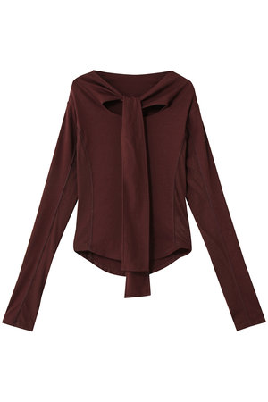 メゾンスペシャル/MAISON SPECIALのRibbon Cutout Tops/リボンカットアウトトップス(110100/110103)