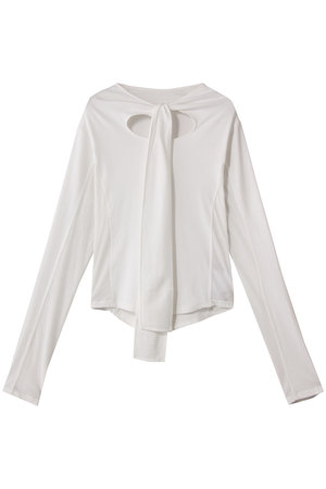 メゾンスペシャル/MAISON SPECIALのRibbon Cutout Tops/リボンカットアウトトップス(110100/110103)
