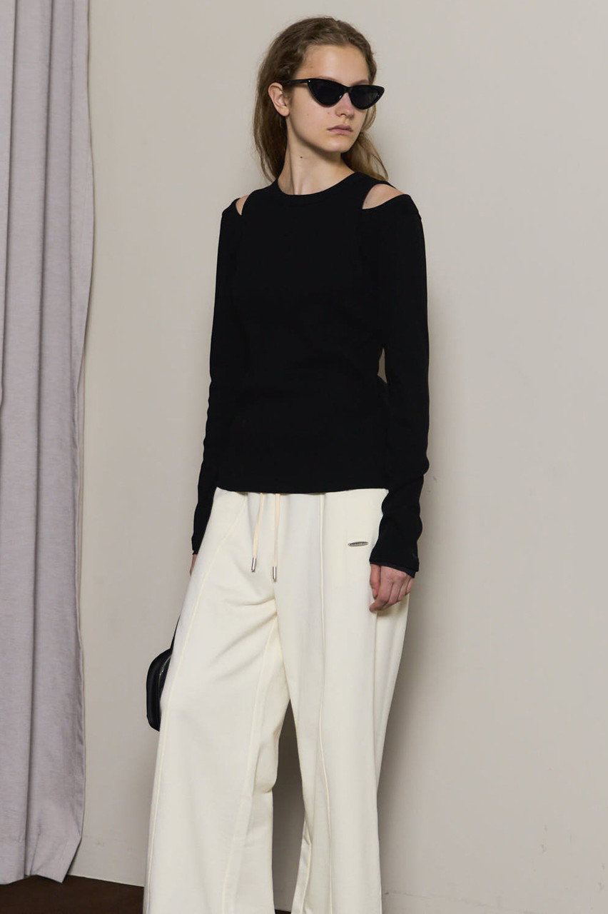 MAISON SPECIAL(メゾンスペシャル)｜Shoulder Slit Ribbed Tops