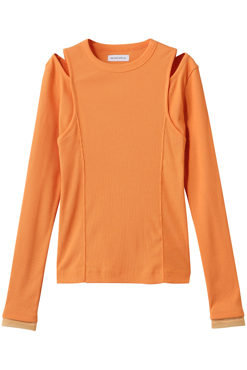MAISON SPECIAL Shoulder Slit Ribbed Tops/ショルダースリットリブトップス (ORG(オレンジ), FREE) メゾンスペシャル ELLE SHOP MAISON SPECIAL Shoulder Slit Ribbed Tops/ショルダースリットリブトップス (ORG(オレンジ), FREE) メゾンスペシャル ELLE SHOP