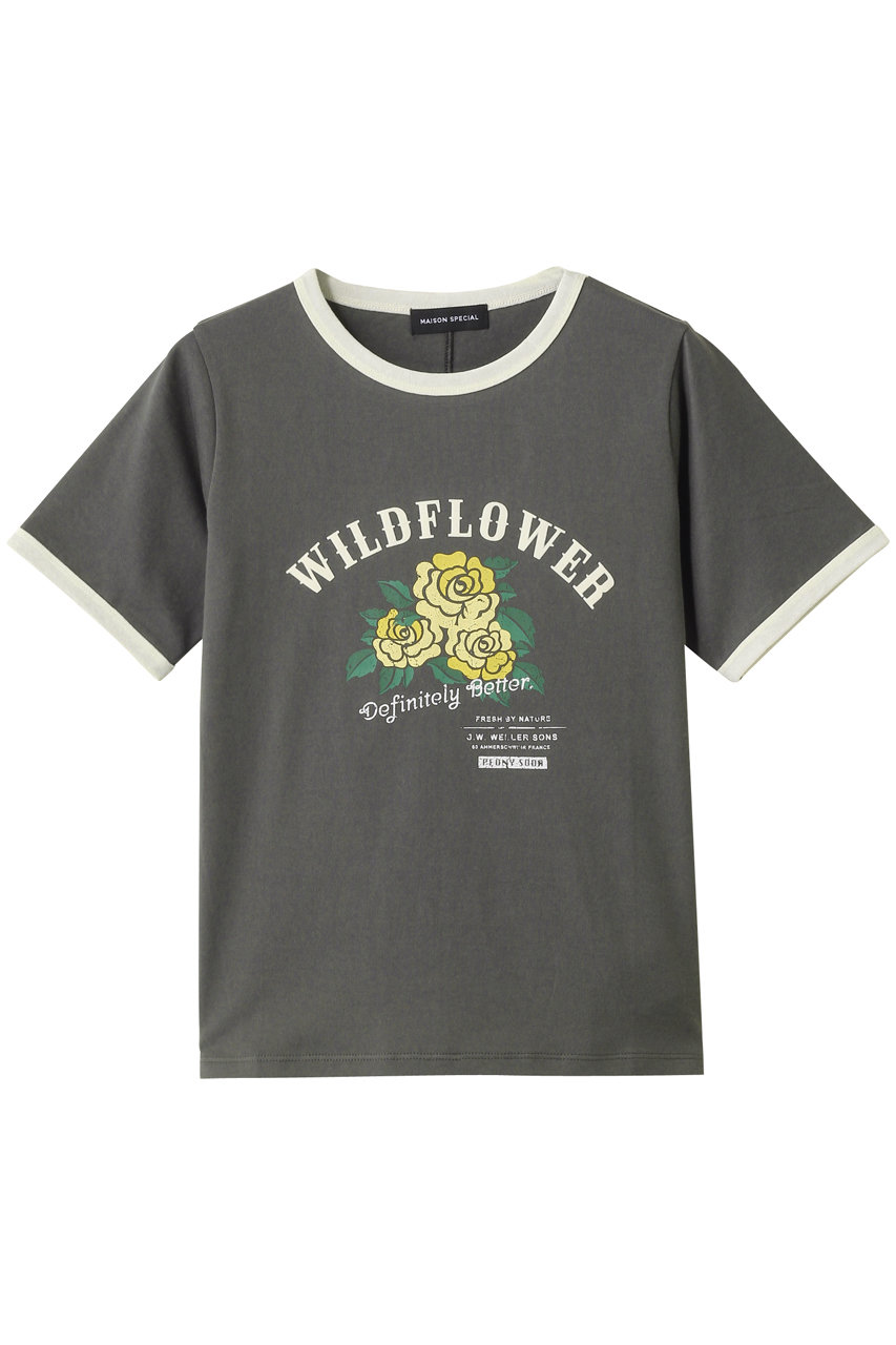 MAISON SPECIAL WILDFLOWER Ringer T-shirt/WILDFLOWERリンガーTシャツ (BLK(ブラック), FREE) メゾンスペシャル ELLE SHOP MAISON SPECIAL WILDFLOWER Ringer T-shirt/WILDFLOWERリンガーTシャツ (BLK(ブラック), FREE) メゾンスペシャル ELLE SHOP