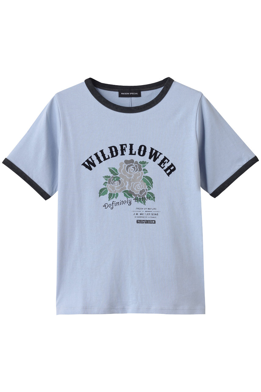 MAISON SPECIAL WILDFLOWER Ringer T-shirt/WILDFLOWERリンガーTシャツ (BLU(ブルー), FREE) メゾンスペシャル ELLE SHOP MAISON SPECIAL WILDFLOWER Ringer T-shirt/WILDFLOWERリンガーTシャツ (BLU(ブルー), FREE) メゾンスペシャル ELLE SHOP