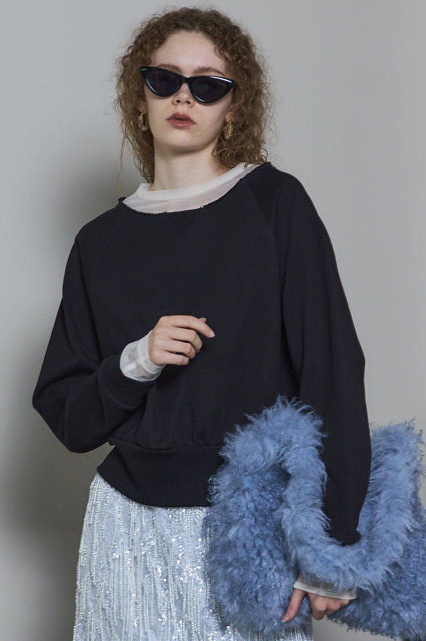 希少✨MAISON SPECIAL トロンプルイユスキントップス シアーブラック MAISON SPECIAL(メゾンスペシャル)｜Sheer Neck Sweatshirt/シアー