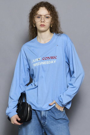 メゾンスペシャル　長袖カットソー セール】《UNISEX》Embroidery Damage Over-Dye Crew Neck Long