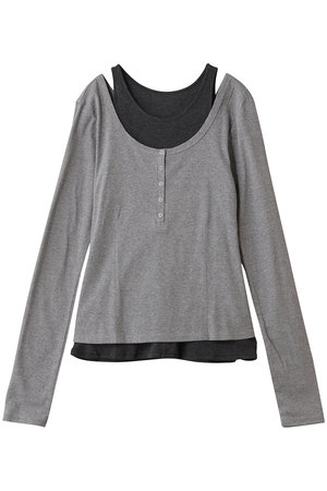 メゾンスペシャル/MAISON SPECIALのLayered Henley Neck Tops/レイヤードヘンリーネックトップス(110100/110103)
